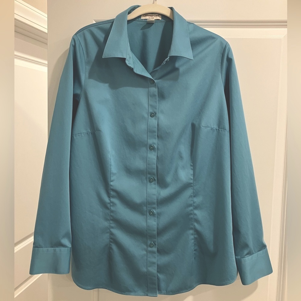 Coldwater Creek Long Sleeve Button Down Shirt Modern Prep Preppy Literary Chic